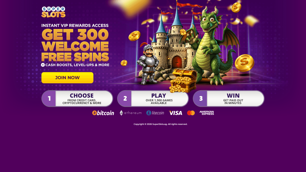Super slots Casino welcome bonus screenshot