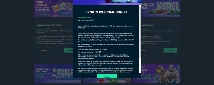 Rolletto Sportsbook Welcome Bonus