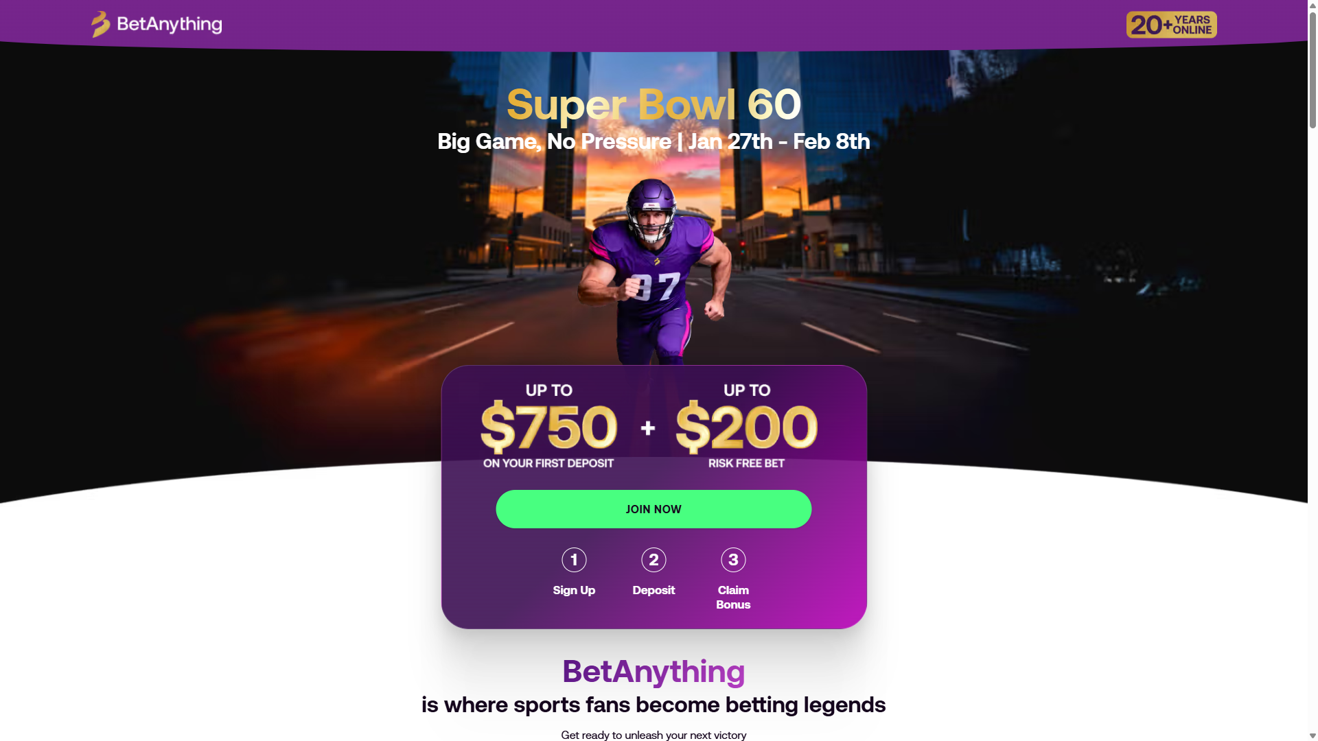 BetAnything Super Bowl 60 Risk Free Bet
