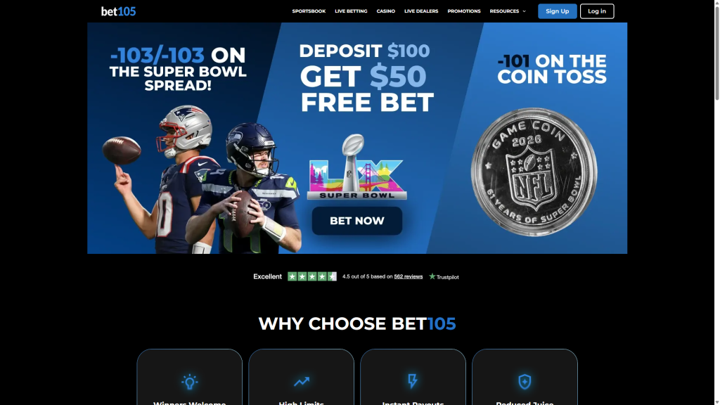 Super Bowl 60 Betting at Bet105